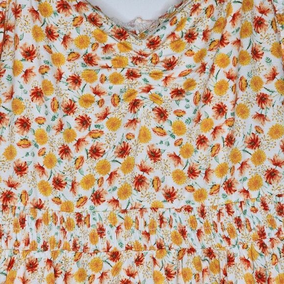 6X 30W Torrid Yellow Super Soft Sweetheart Ruched Babydoll Tank Top Floral cinch - Picture 5 of 8